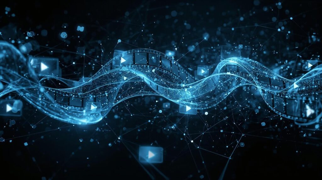 Abstraktes Bild mit Play-Buttons